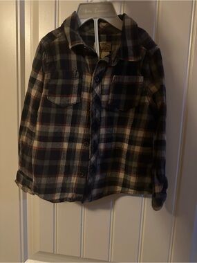 Kids Plaid Button-Up Shirt - Navy & Brown